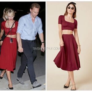 NWT Reformation Burgundy Skirt Set Don Two Piece Bordeaux XS